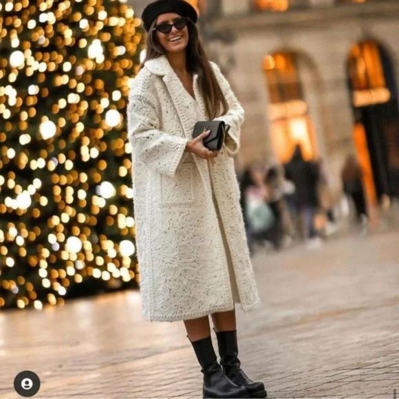 RARE ZARA STRUCTURED WOOL BLEND KNIT COAT - Picture 14 of 16